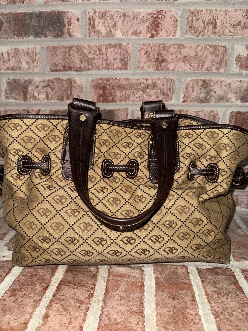 Womens Dooney & Bourke Monogram Pattern Brown Canvas Tote - Picture 5 of 12